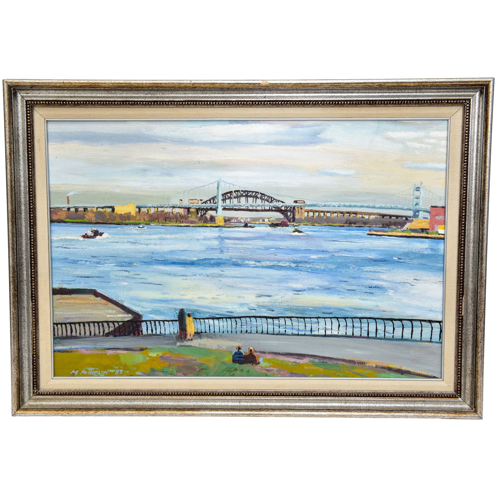 Signed Michael Patterson ’83 Oil On Canvas Painting Depicting A Bridge (1 of 14)