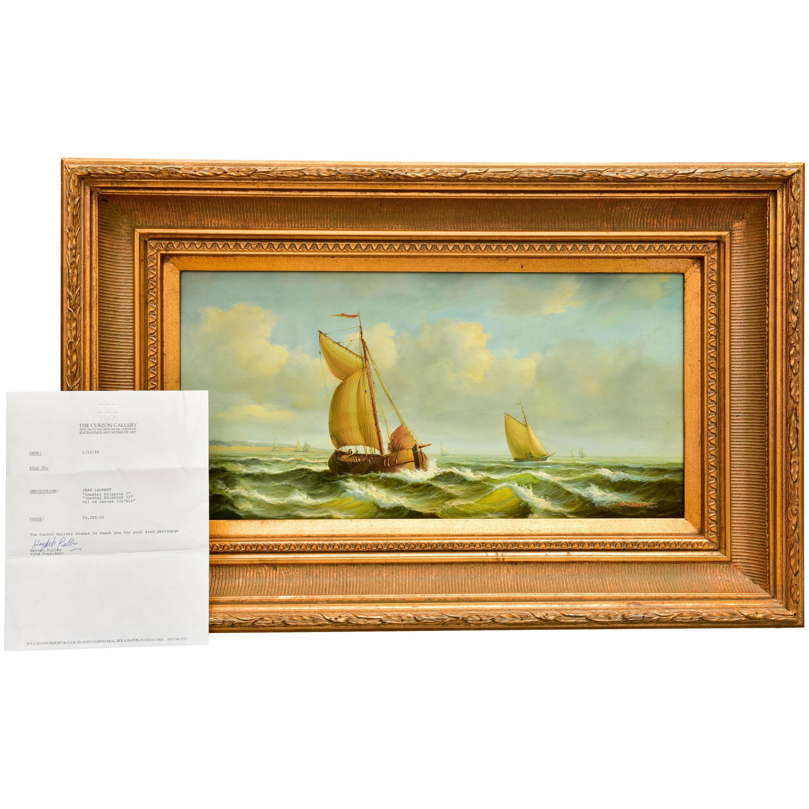 Signed Jean Laurent (French, 1898–1988) Oil On Canvas Painting Titled “Coastal Shipping II" (1 of 10)