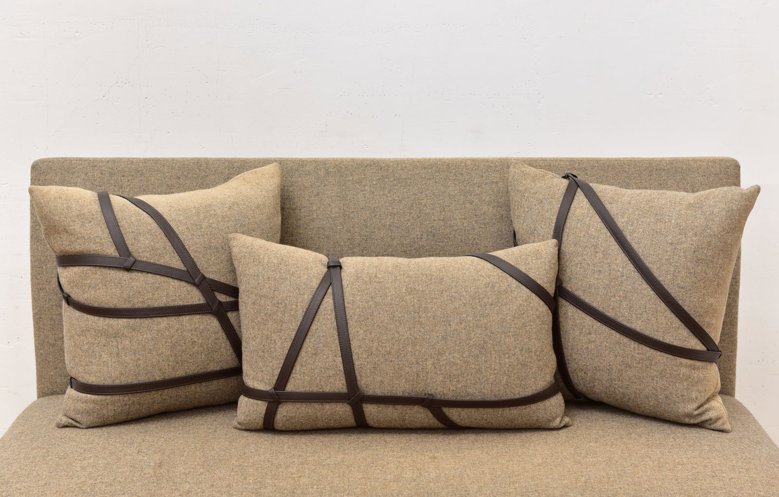 Custom Down Filled Pillows With Hermes Leather Straps (1 of 12)