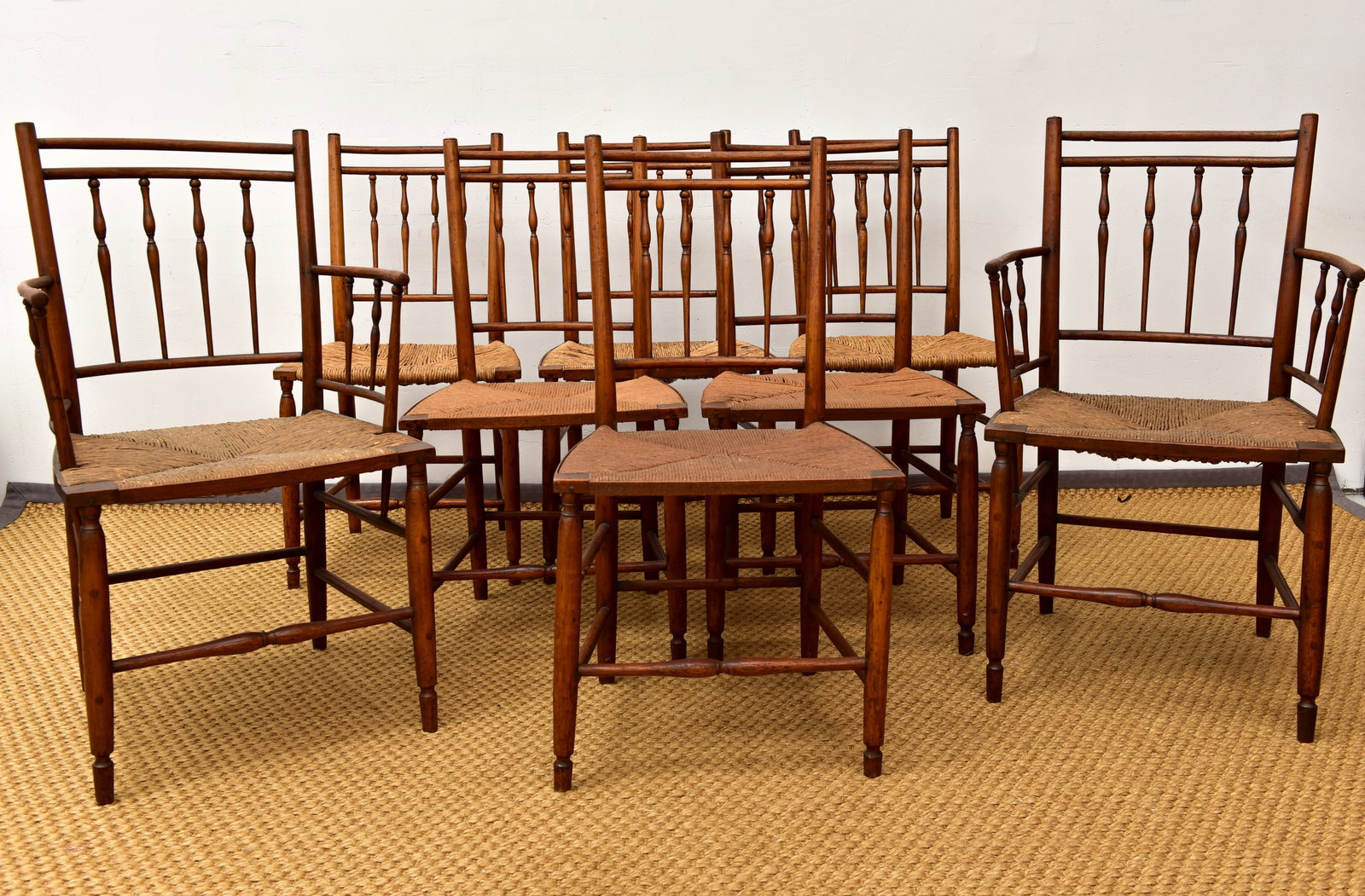 Set of Seven 19th Century English Spindle Back Dining Chairs (1 of 20)