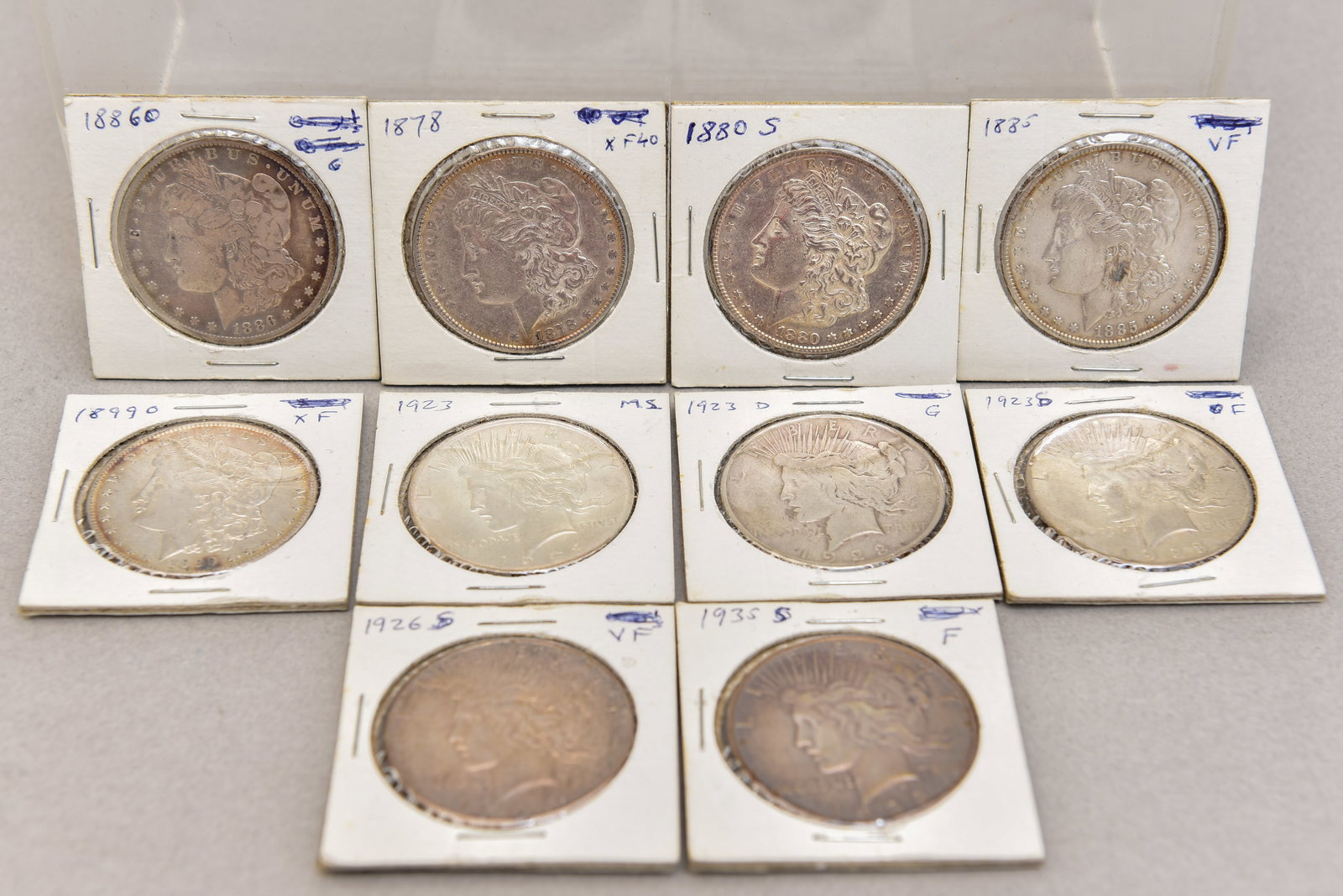 Collection of Ten Morgan Silver Dollar Coins (1 of 7)
