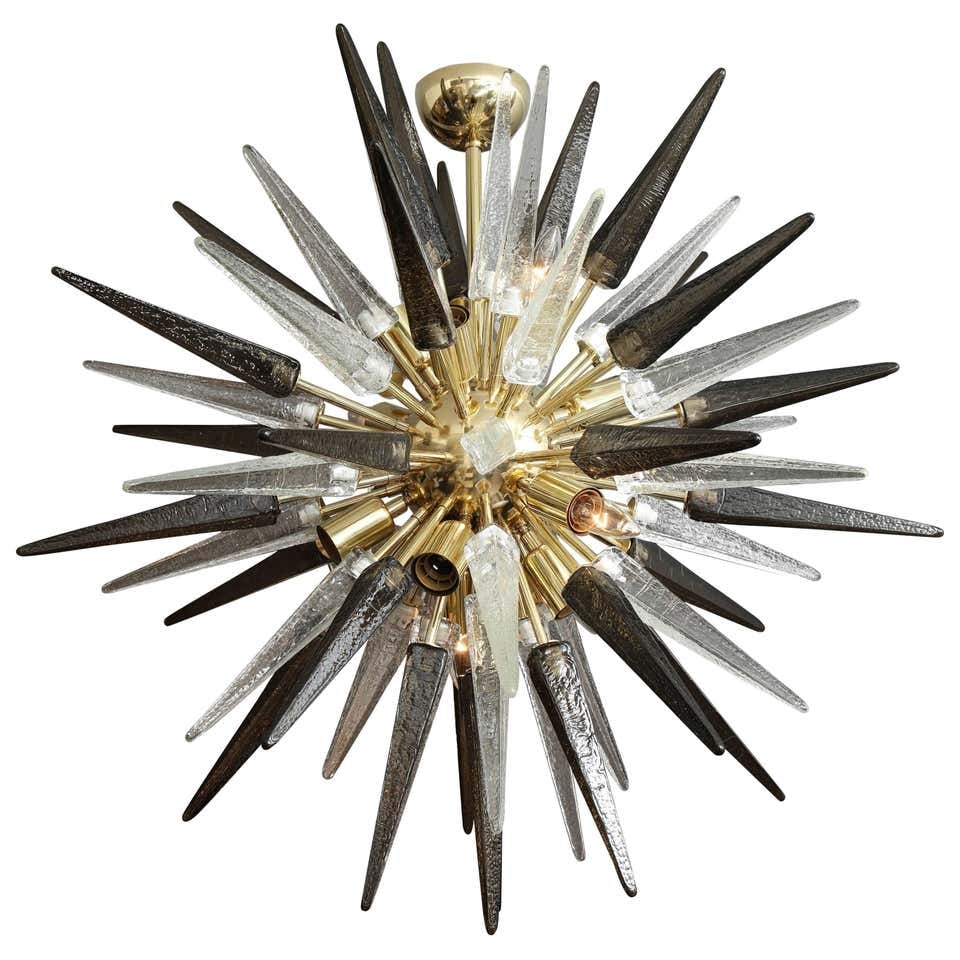 Custom Murano Clear and Smoke Sputnik Glass Light Fixture (1 of 18)