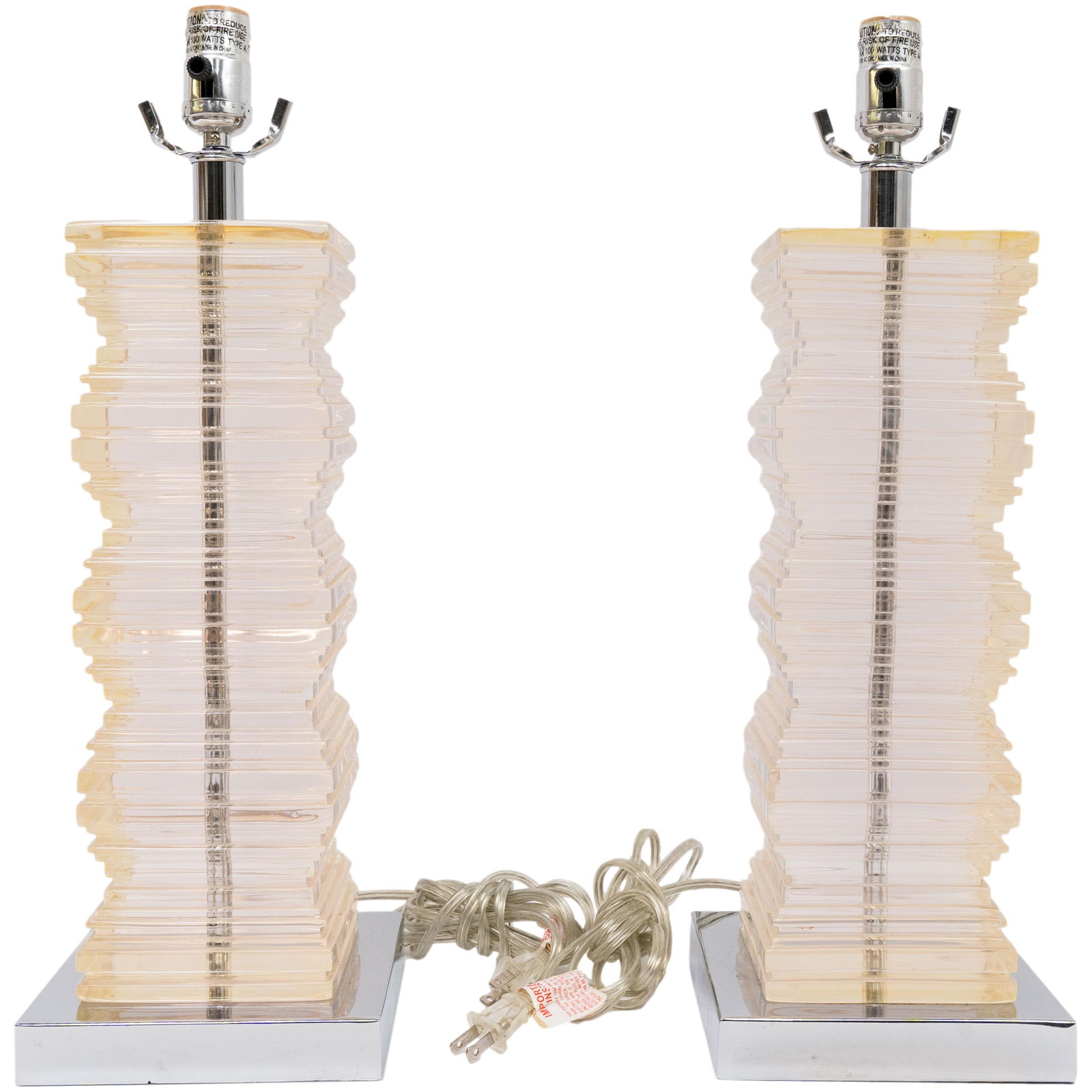 Pair Of Webster Acrylic Stack Table Lamps (1 of 13)