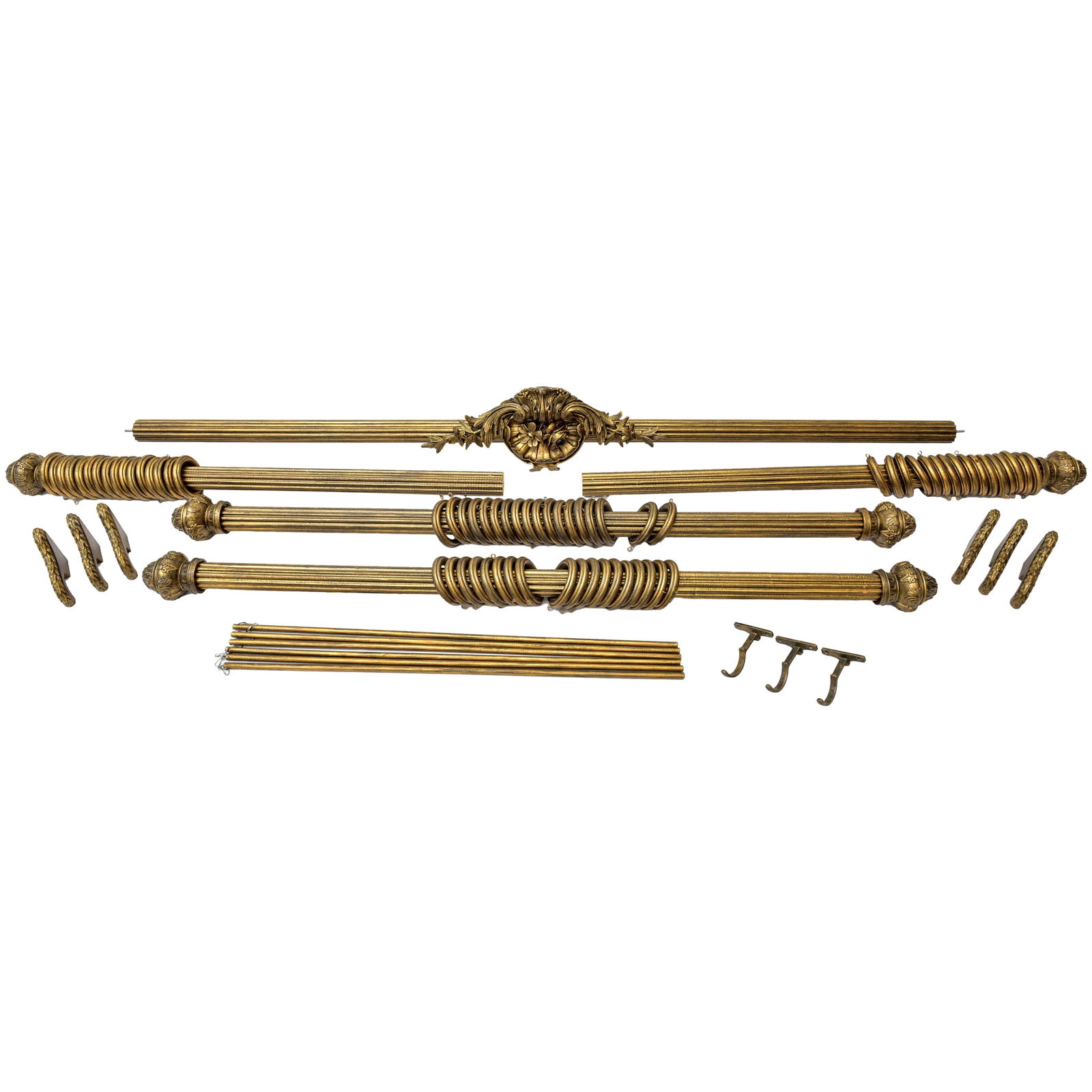 Dark Gold Wood Curtain Rods With “O" Rings, Holders And Supports (1 of 13)