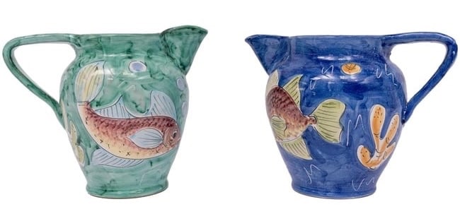 Pair Of Vietri Italian Hand Painted Pitchers With Sea Life (1 of 12)
