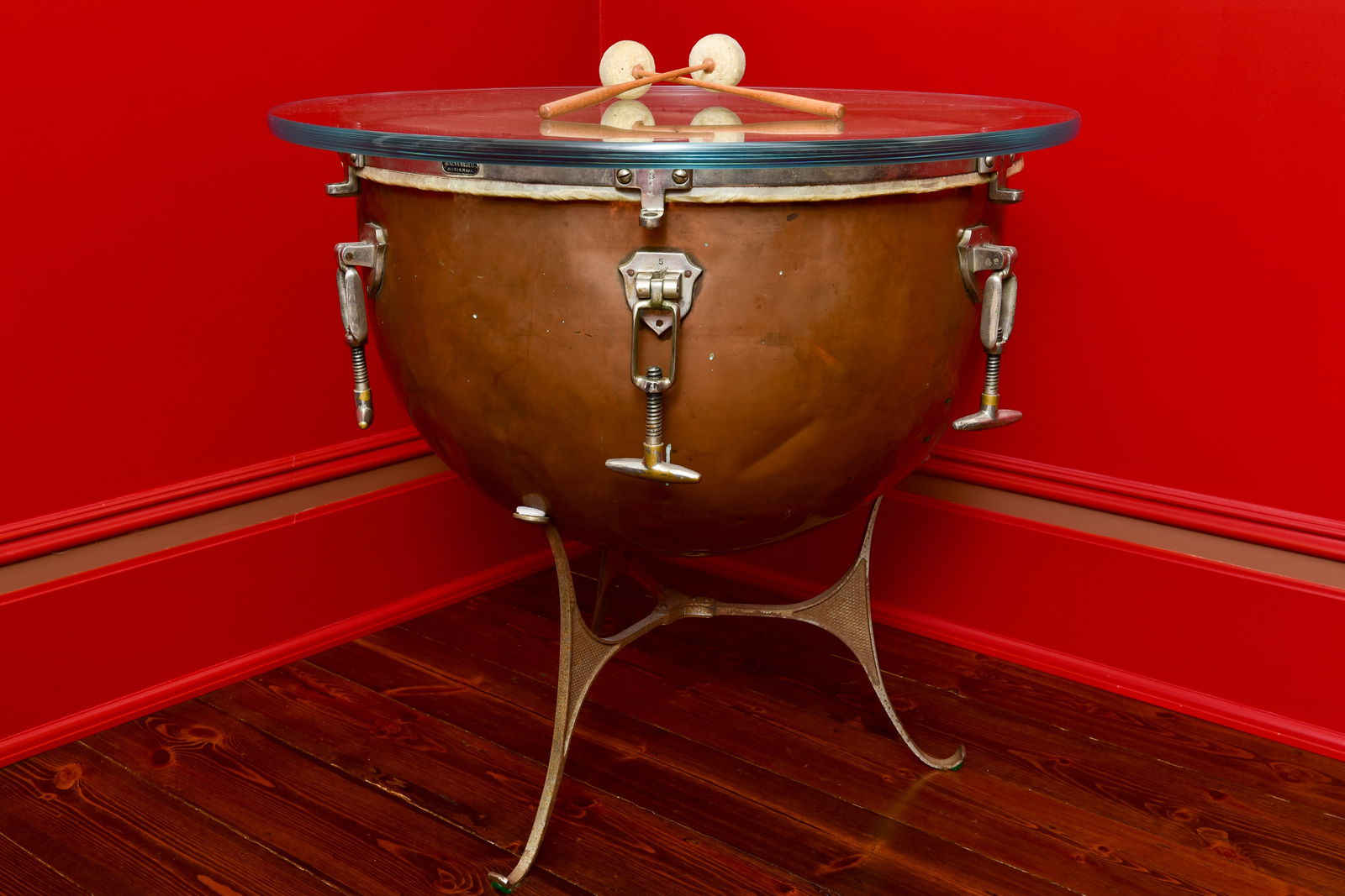 Nokes & Nicolai Custom Copper Tympani Drum Side Table with Glass Top (1 of 14)