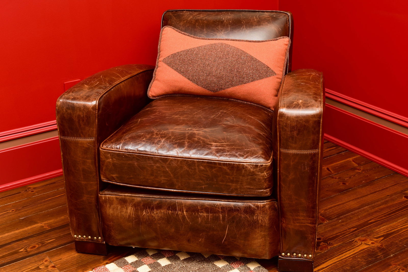 Restoration Hardware Library Leather Chair With Accent Pillow (2 of 2) (1 of 10)