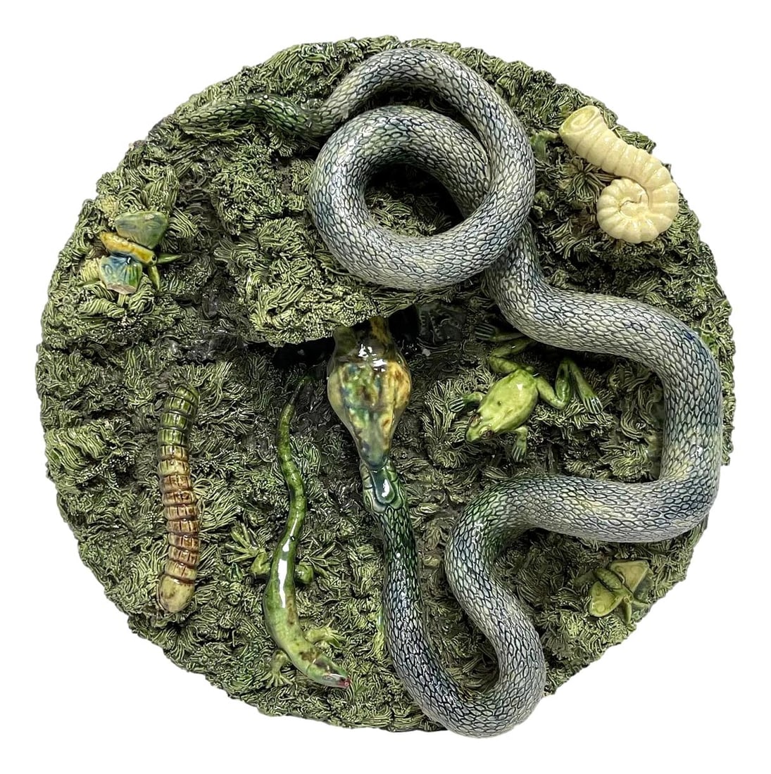 Jose Alves Cunha (Portuguese, 1849-1901) Palissy Ware Wall Plate, Snake and Lizard (1 of 14)