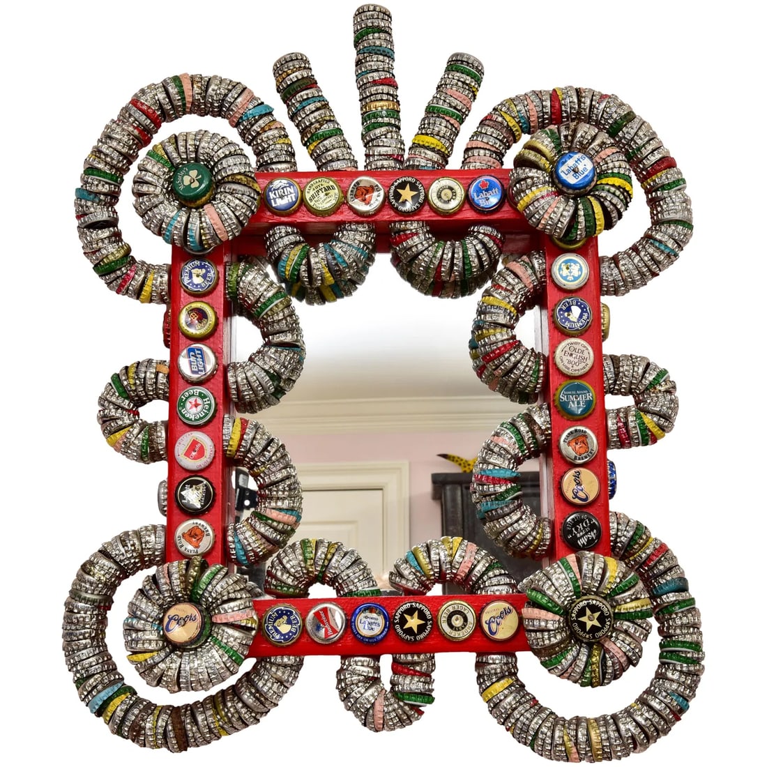Signed Rick Ladd Beer Bottle Cap Art Wall Mirror (1 of 9)