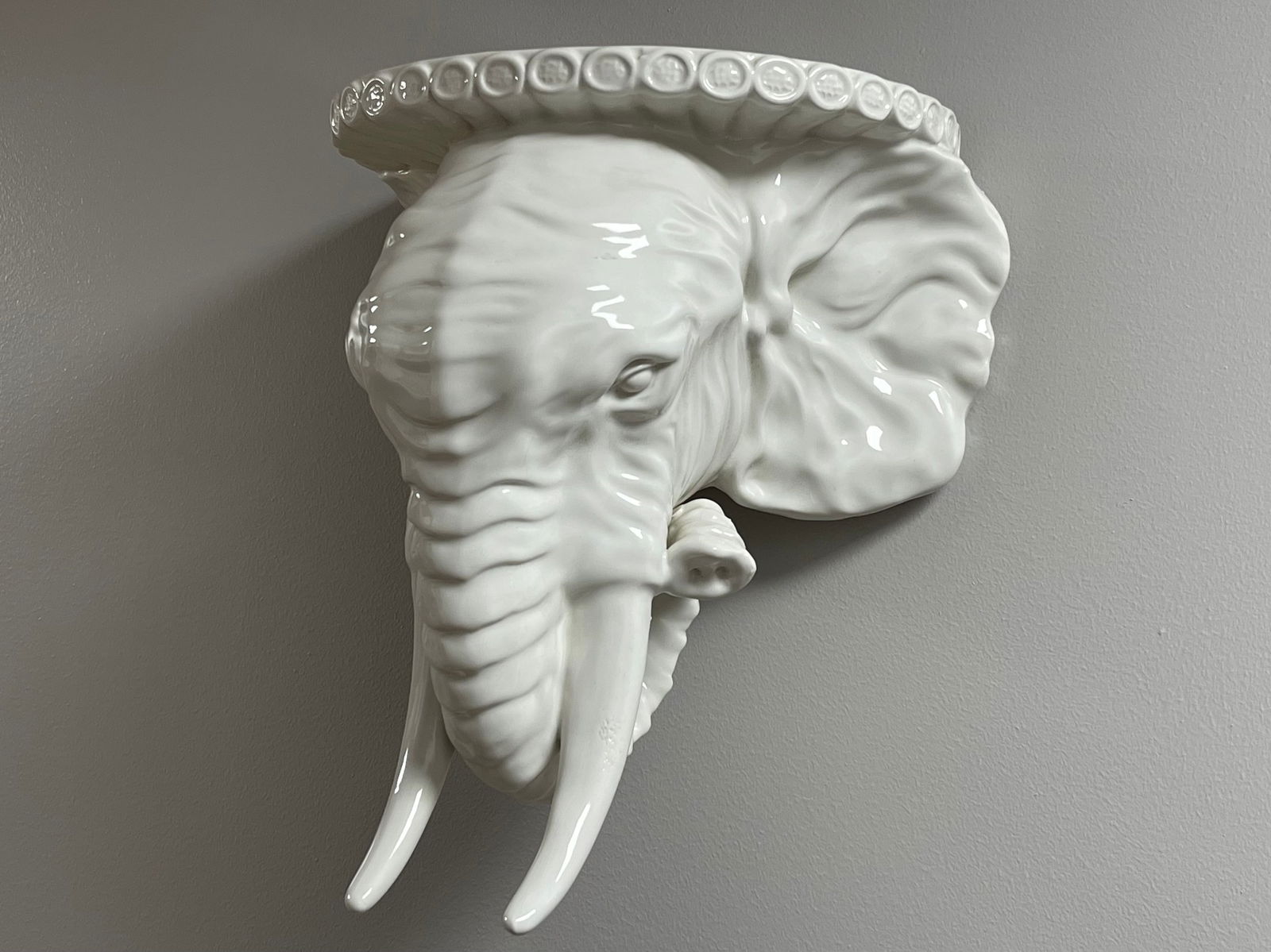 Italian Porcelain Elephant Wall Shelf (1 of 6)