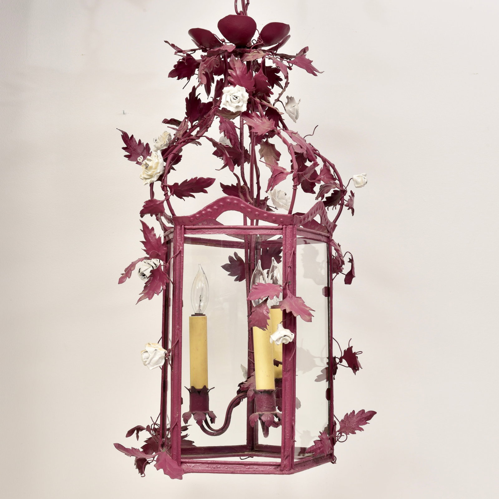 French Painted Tole Three Arm Hexagonal Lantern Pendant (1 of 9)