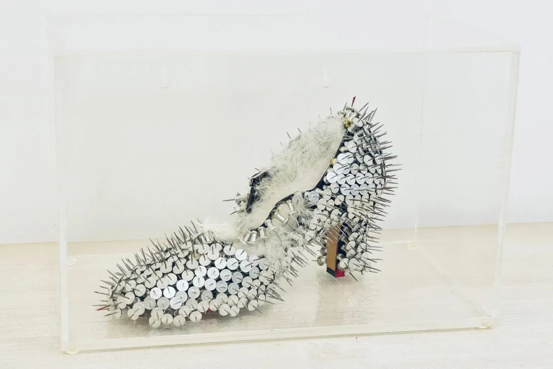 Push Pin Shoe Art in Lucite Box (1 of 8)