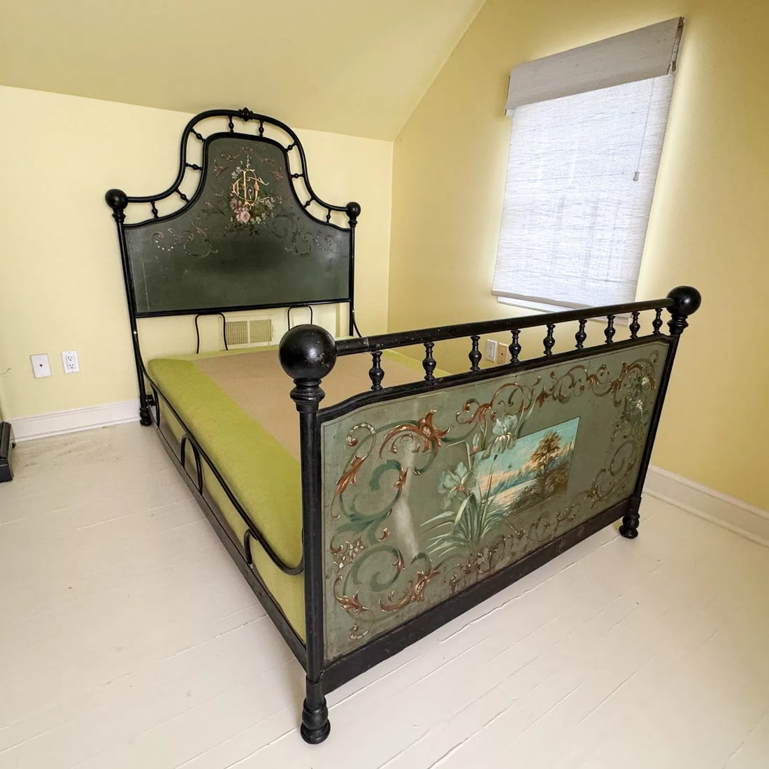 19th Century Italian Wrought Iron Hand Painted Bed Frame (1 of 10)