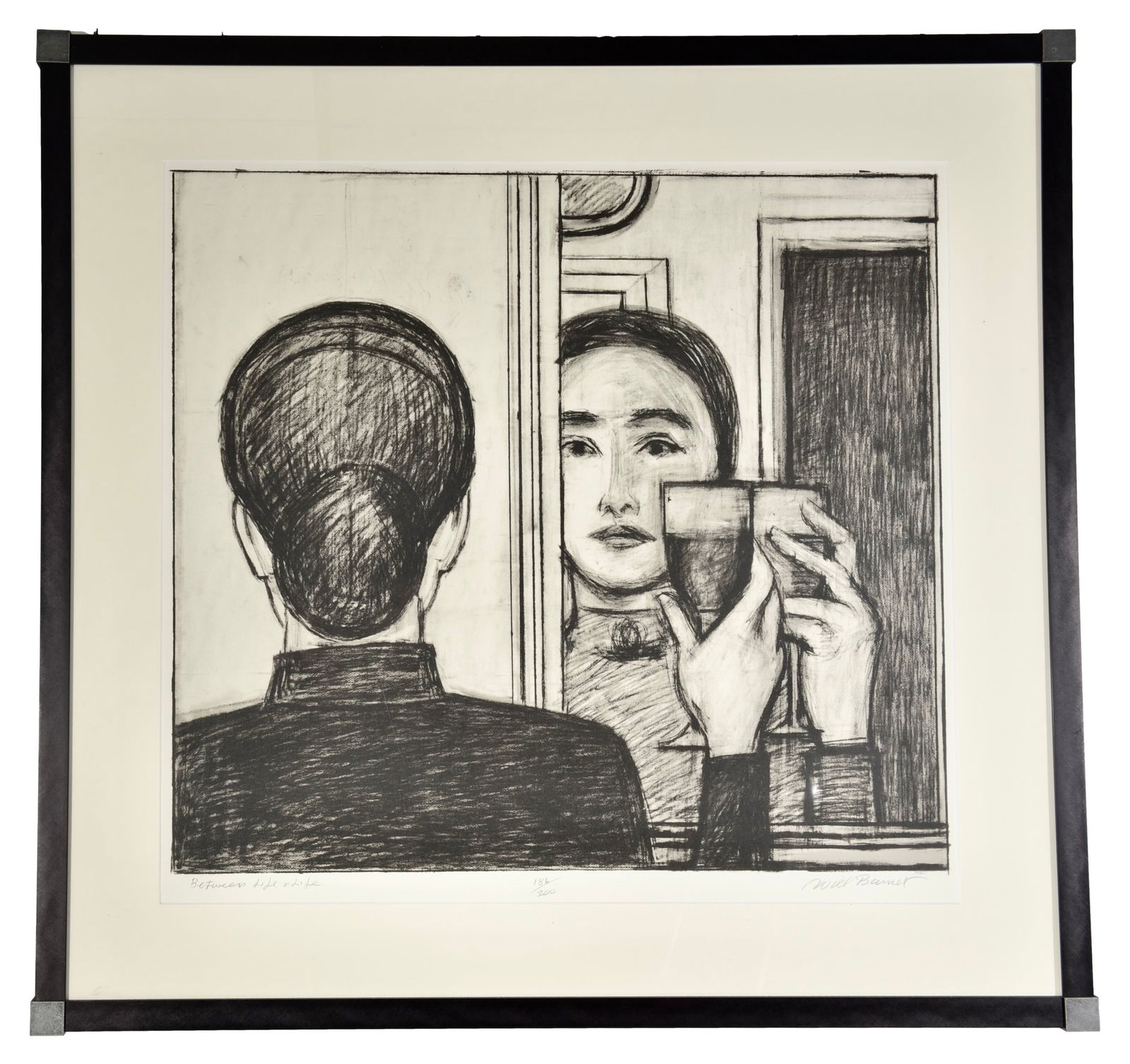Will Barnet (American, 1911-2012) "Between Life & Life" Lithograph Numbered 186/200: Dimensions: Framed: 30 1/4"H x 31 3/4"W Sight: 22 1/2"H x 24"W