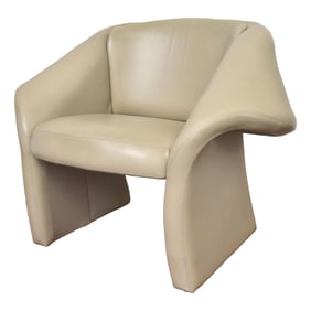 Post-Modern 1980s Sculptural Ribbon Form Leather Lounge Chair