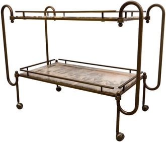 MCM Brass and Marble Bar Trolley