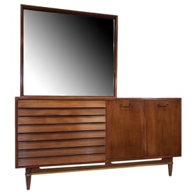 1960s “Dania” Dresser with Mirror by Merton Gershun for American of Martinsville
