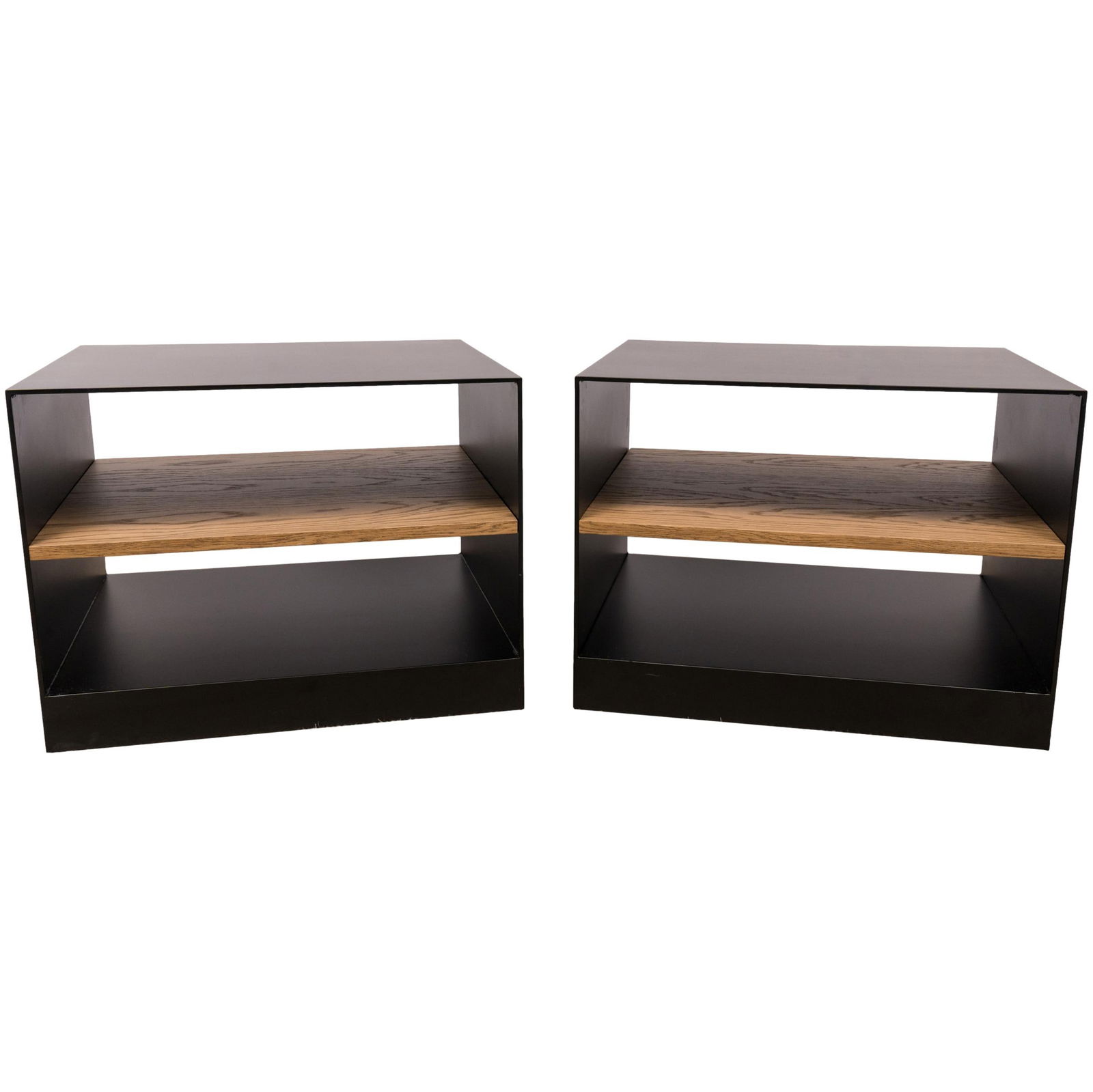 Pair Of Minimalist Iron Framed Wood End Tables (1 of 7)