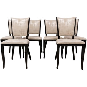 Set Of Six Black Lacquered Art-Deco Side Chairs