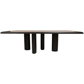 Oak Dining Table With Black Organic Finish And Beveled Edge
