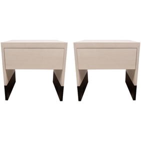 Pair Of Two-Toned Single Drawer Wood End Tables