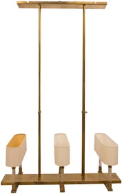 Italian Baker Co. Trianon Large Modern Satin Brass 6 Light Chandelier By Bill Sofield