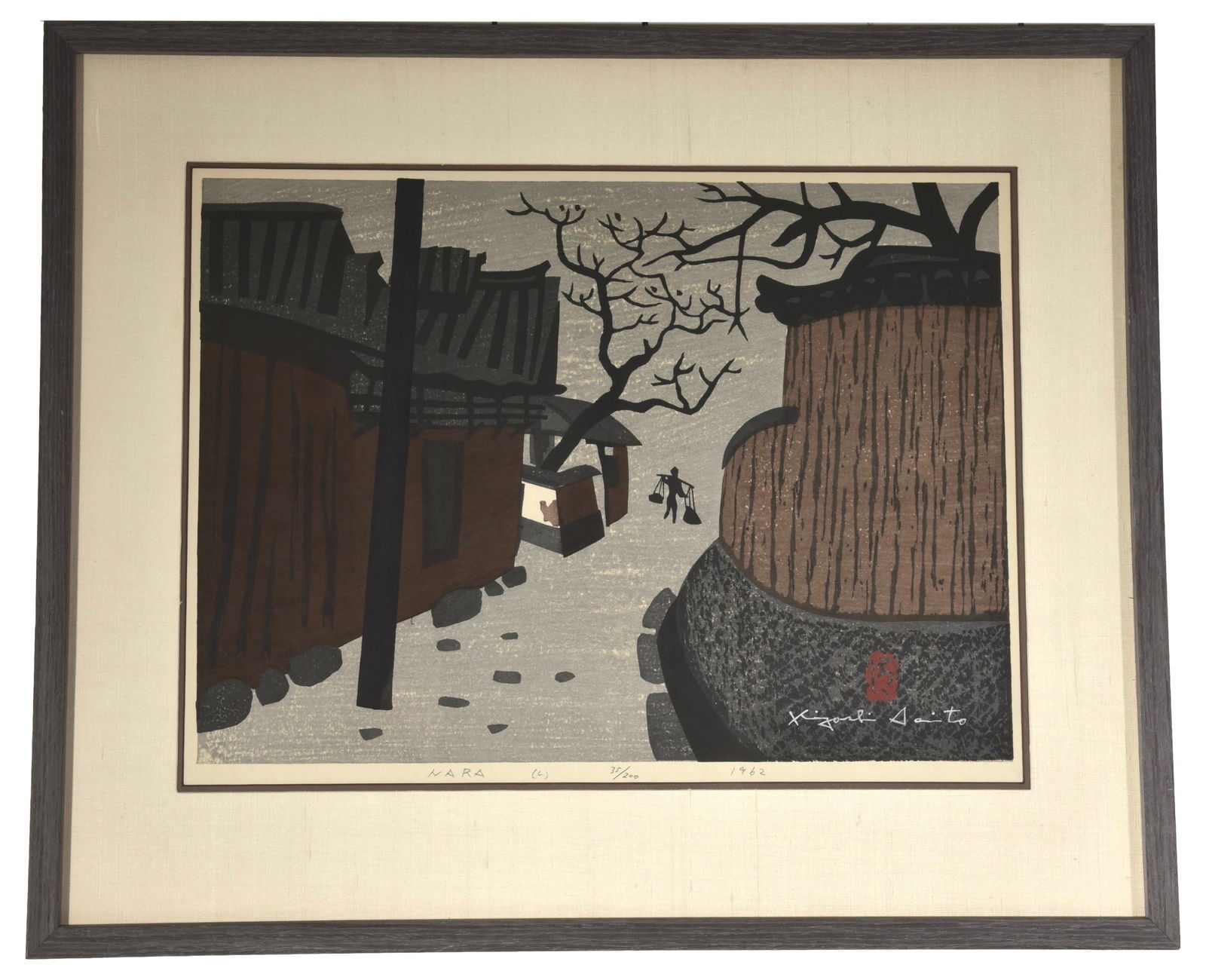 Kiyoshi Saito (Japanese, 1907-1992) Signed Limited Edition Color Woodblock Titled "Nara" (1 of 10)