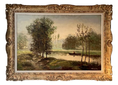 Wancowsky Signed Riverscape Oil On Canvas Painting