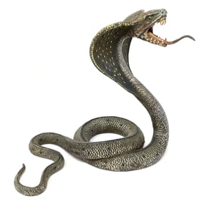 Austrian Cold Painted Bronze Naja Cobra Sculpture Pocket Watch Holder