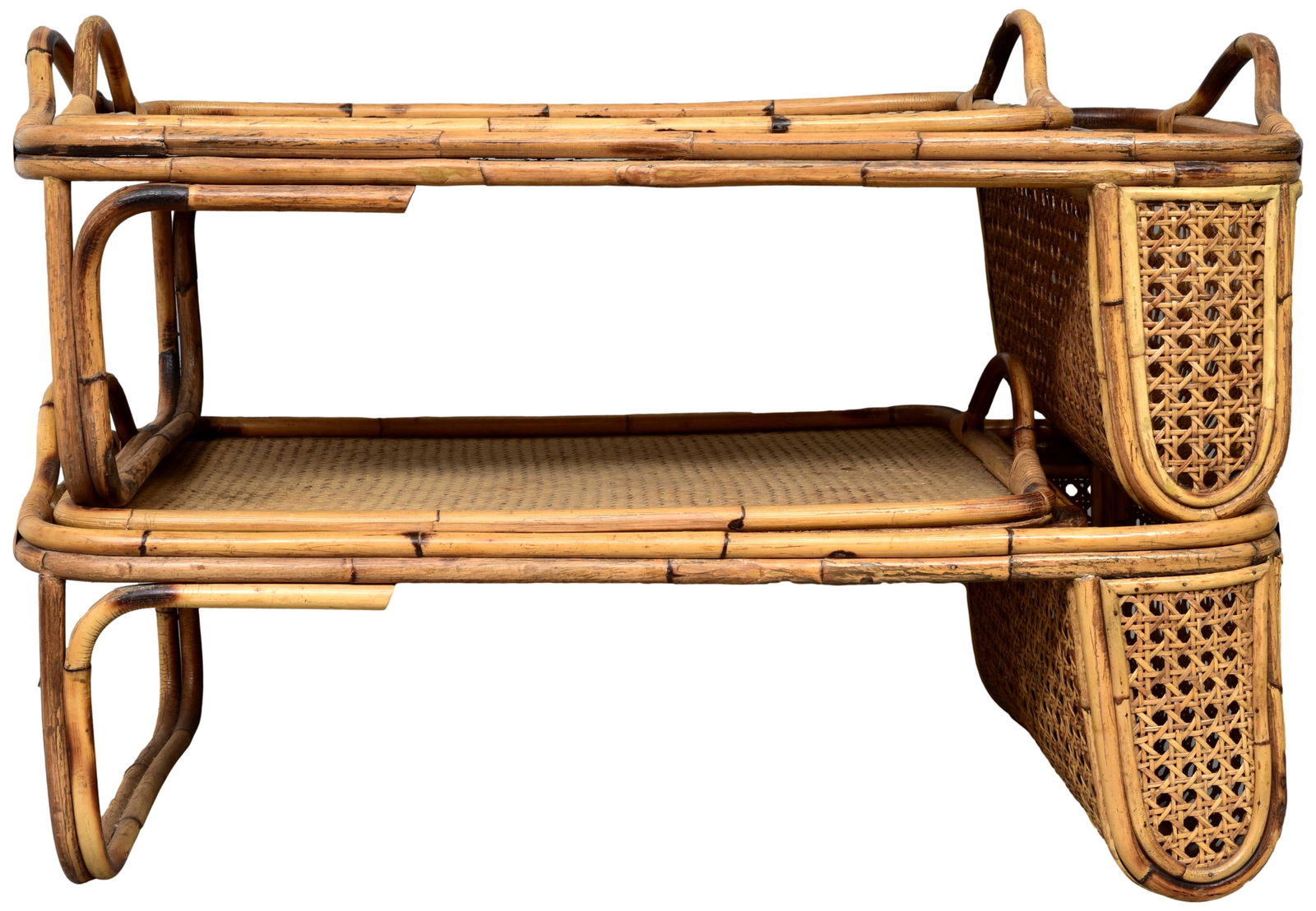 Pair of Bamboo Breakfast Trays With Newspaper Storage and Removable Tray (1 of 8)