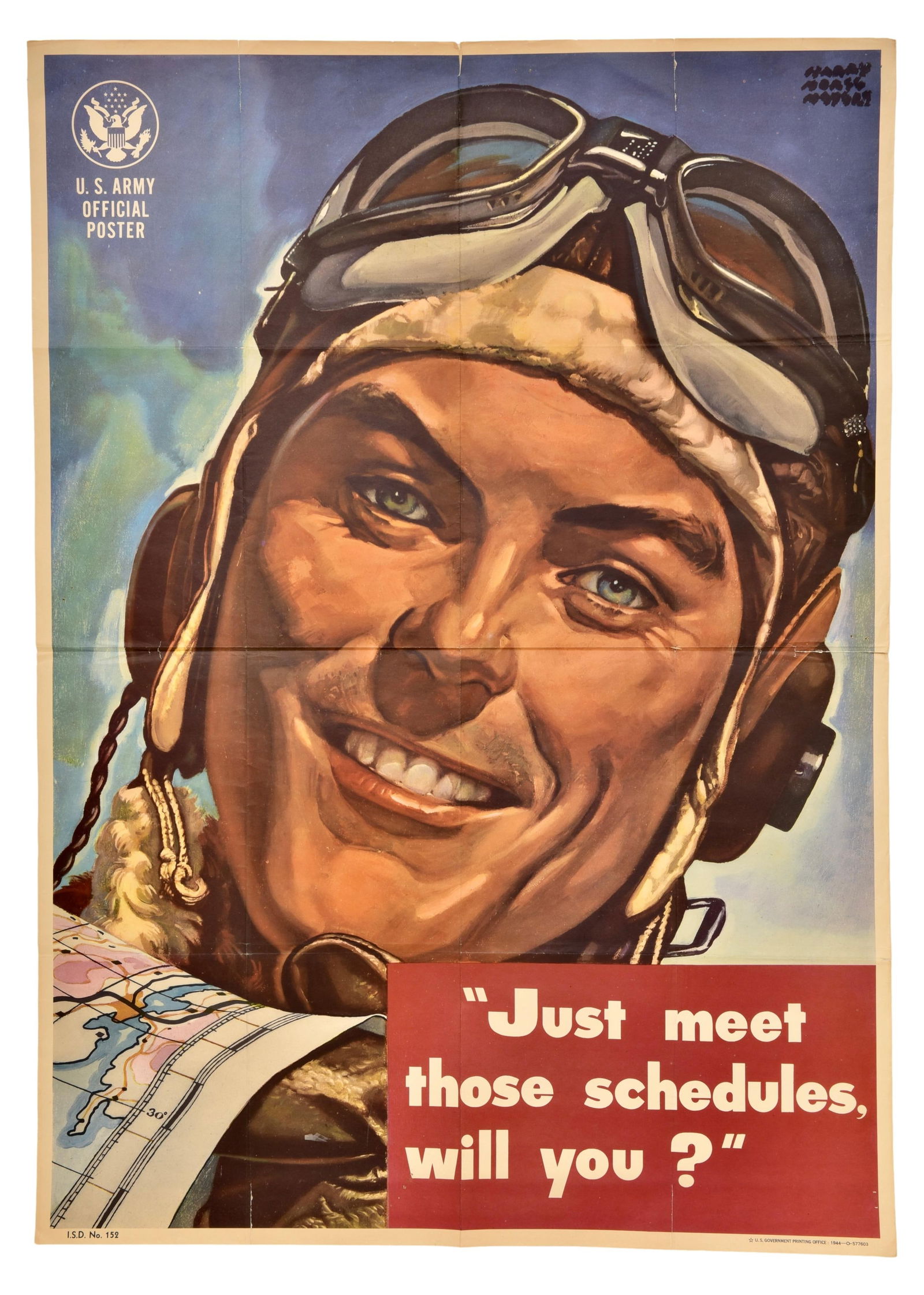 Vintage 1944 U.S. Army War Poster "Just Meet Those Schedules, Will You?" (1 of 7)