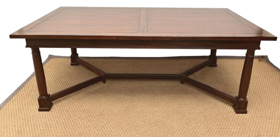Plank Wood Trestle Table With Two Leaves