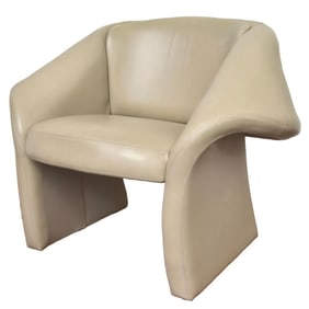 Post-Modern 1980s Sculptural Ribbon Form Italian Leather Lounge Chair