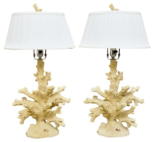 Pair of Coral Branch Table Lamps