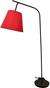 Modern Floor Lamp With Raw Silk Red Shade