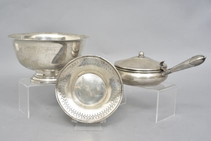 Sterling Silver Bowl, Silent Butler and Pierced Plate