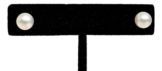 14k Yellow Gold Pearl Pierced Earrings