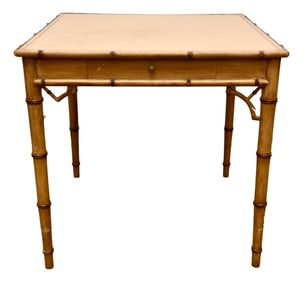 Bamboo Game Table With Leather Top