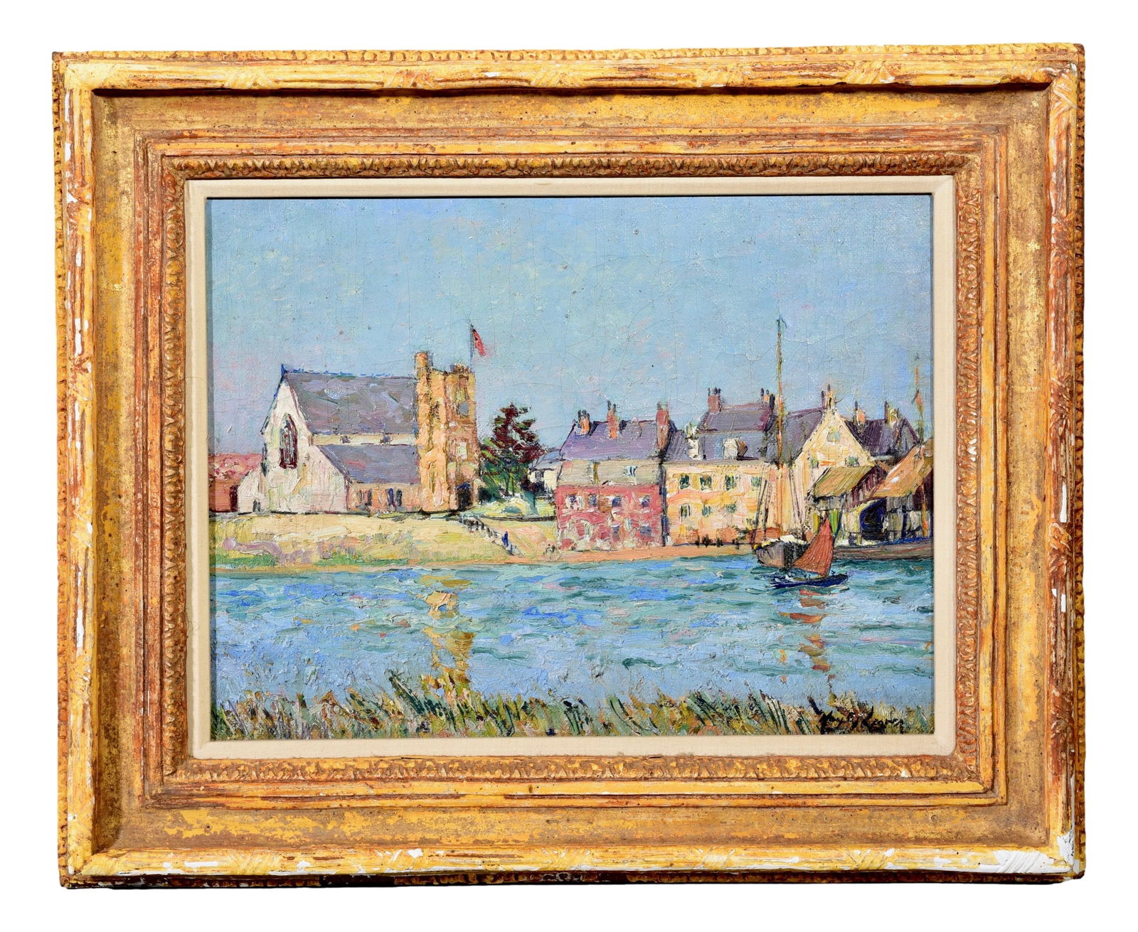 Hayley Lever Signed Oil on Canvas Painting Titled “St. Ives Cornwall England” Dated 1908 (1 of 7)