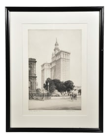 Chester B. Price (American 1885-1962) Signed Drypoint Etching of The Municipal Building, New York