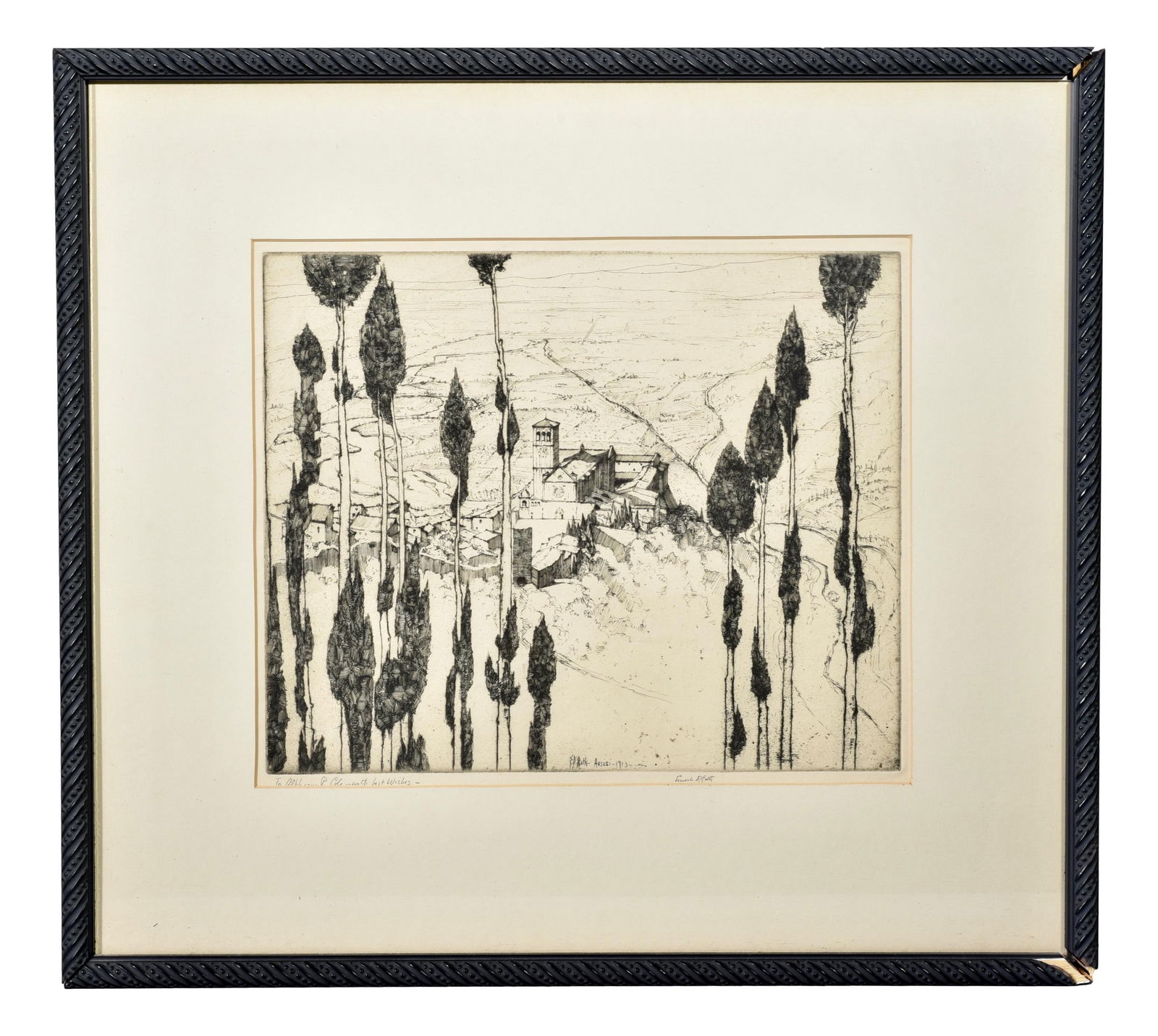 Ernest David Roth (German, 1879-1964) Etching Titled “Assisi” Dated 1913 (1 of 7)