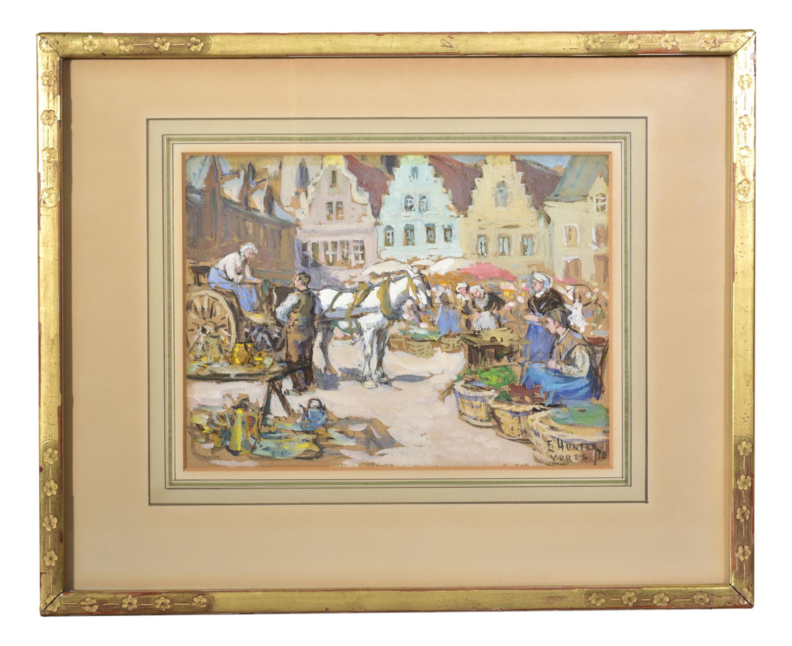 E. Hunter Signed Original Watercolor Titled "Holland 1910" (1 of 7)