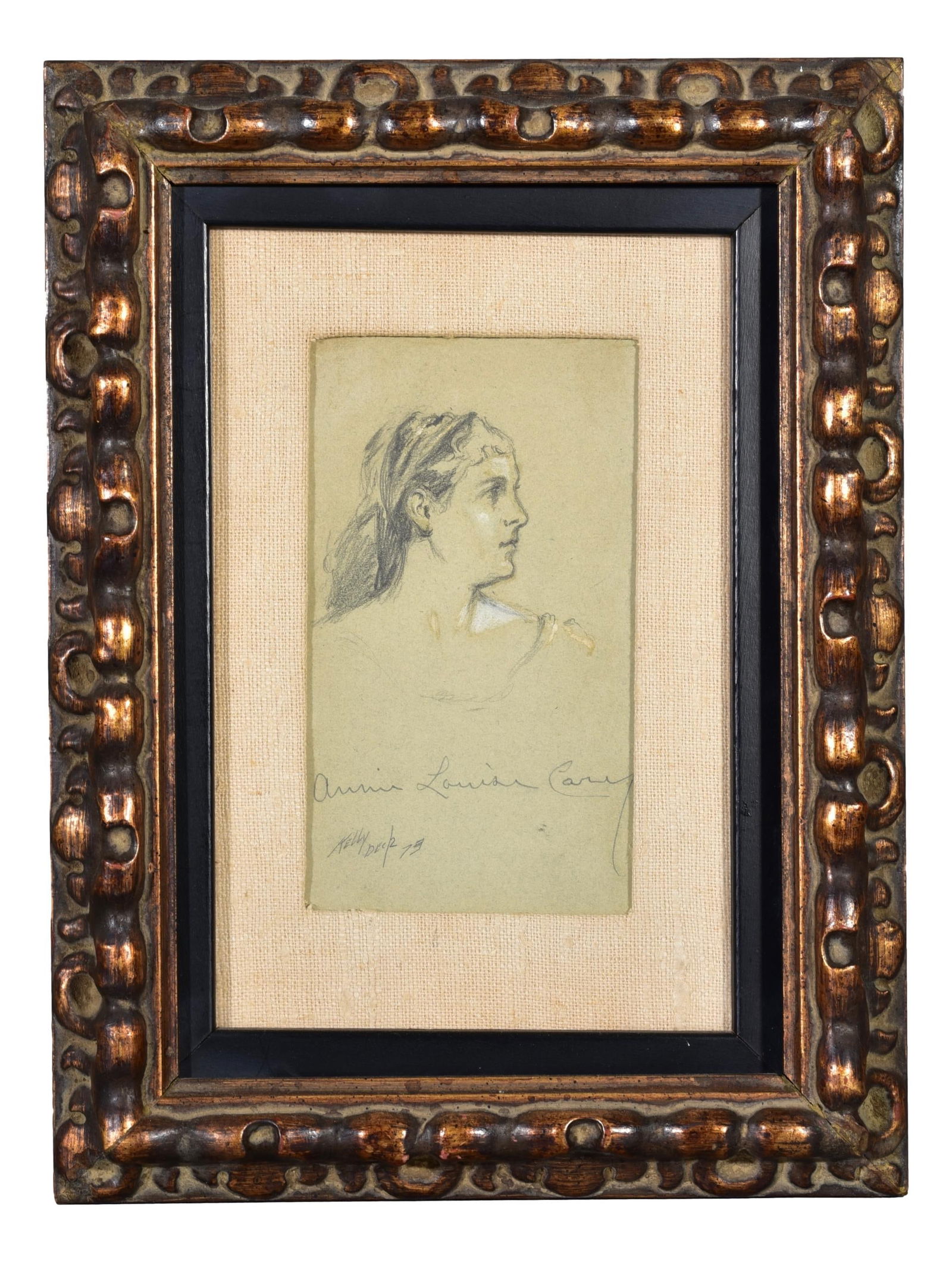 Pencil Sketch by Kelly of Annie Louise Cary, American Opera Singer Dated 1879 (1 of 5)