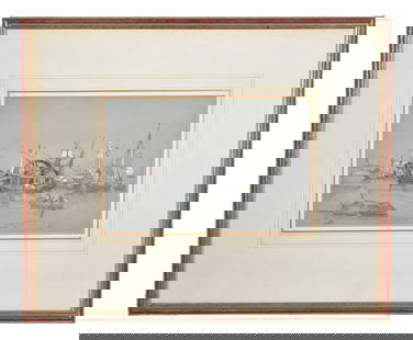 William Leighton Leitch (1804-1883) Drawing Titled “Boats In The Harbor, Naples”: Dimensions: - Framed: 15 1/4”H x 18 1/4”W - Sight: 6 3/4”H x 10 1/4”W Town Auction House & Gallery also offers local delivery to Manhattan, Connecticut and Westchester for most