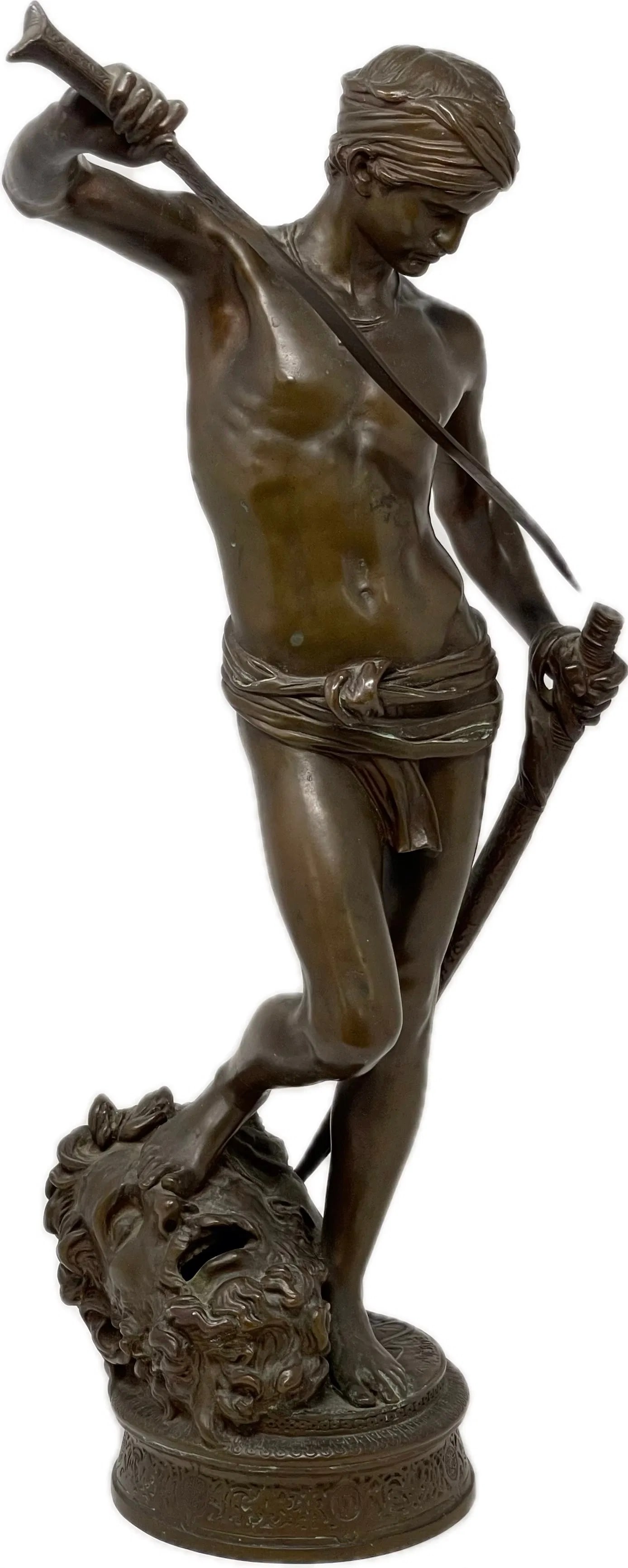 French Bronze Barbedienne David And Goliath “David Vainqueur” After Antonin Mercie (1 of 19)