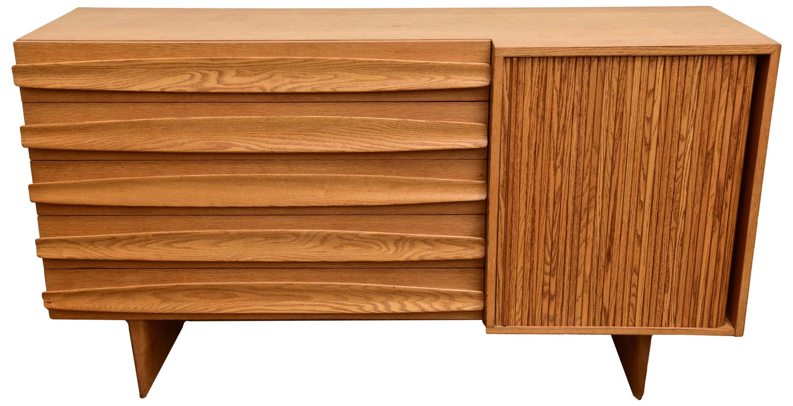 Harold Schwartz Romweber Sculptural Oak Tambour Cabinet (1 of 13)