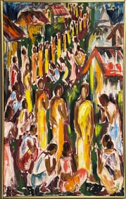 Senaka Senanayake, (Sri Lanka, B. 1951) “Procession Of Monks” Oil On Canvas Painting