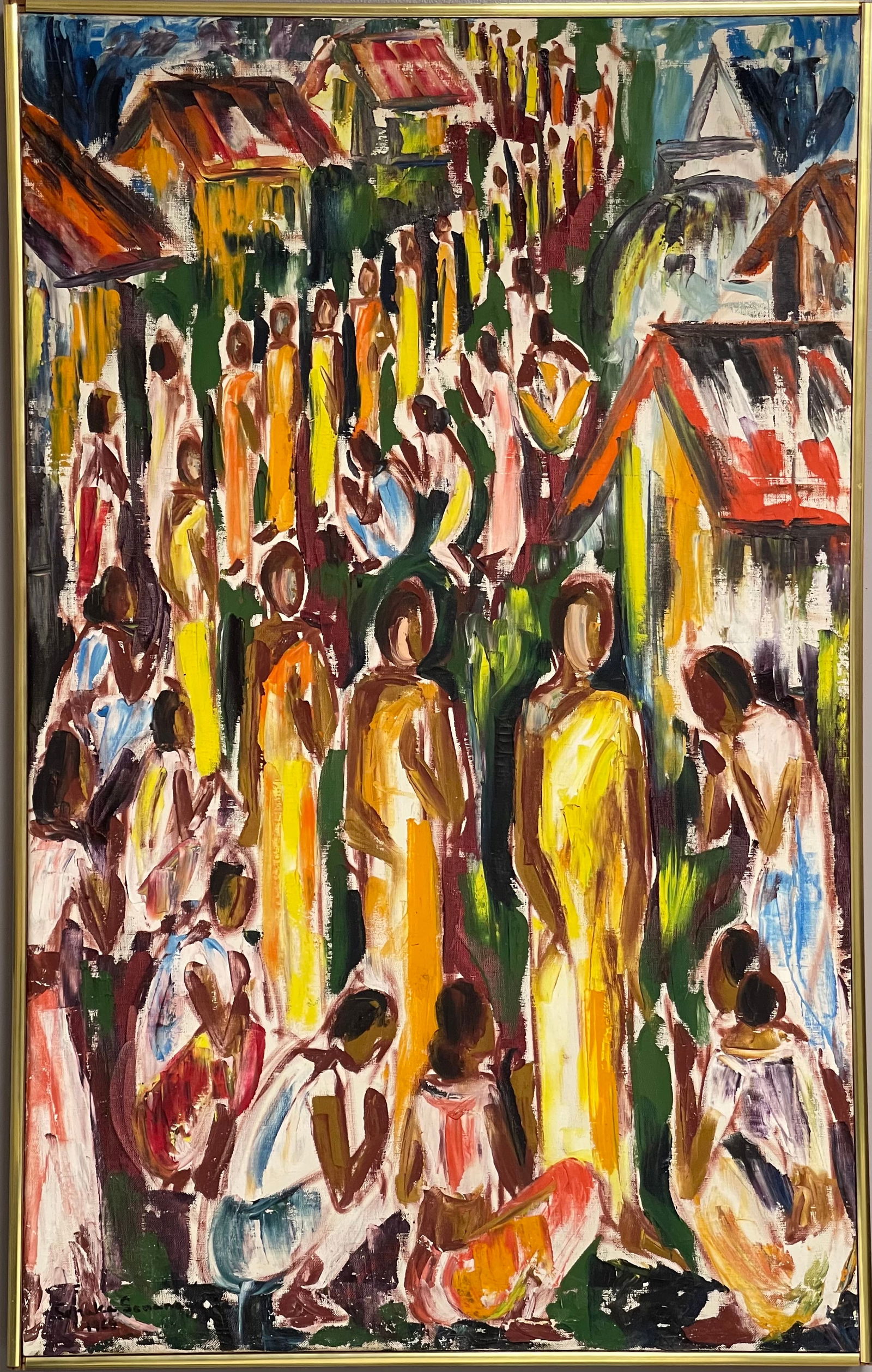 Senaka Senanayake, (Sri Lanka, B. 1951) “Procession Of Monks” Oil On Canvas Painting (1 of 20)