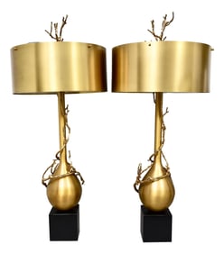 Pair of Global Views Twig Bulb Lamps