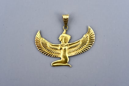 14k Yellow Gold Egyptian Goddess Isis Pendant